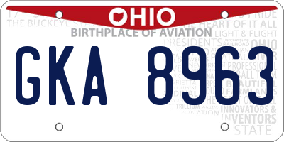 OH license plate GKA8963