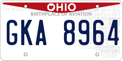 OH license plate GKA8964