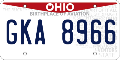 OH license plate GKA8966