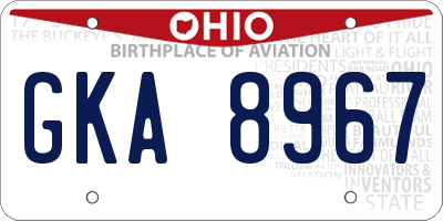 OH license plate GKA8967