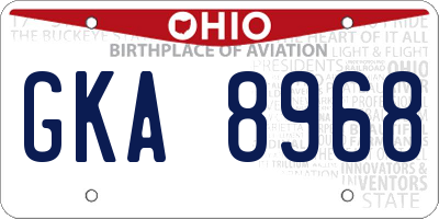 OH license plate GKA8968