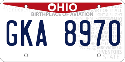 OH license plate GKA8970
