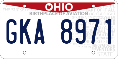 OH license plate GKA8971