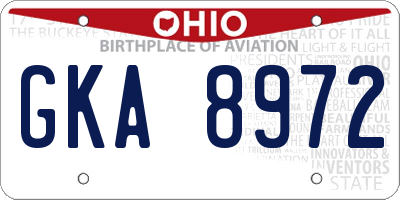 OH license plate GKA8972