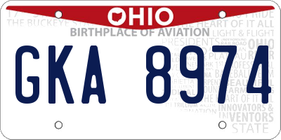 OH license plate GKA8974