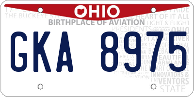 OH license plate GKA8975