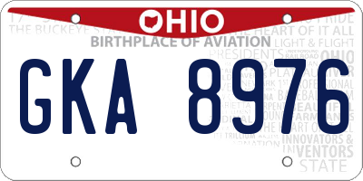 OH license plate GKA8976