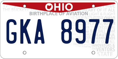 OH license plate GKA8977