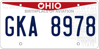 OH license plate GKA8978