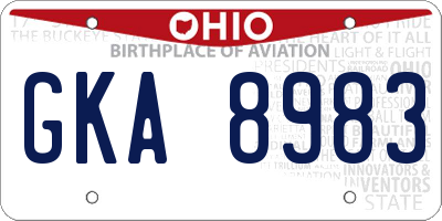 OH license plate GKA8983