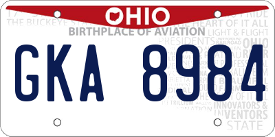 OH license plate GKA8984