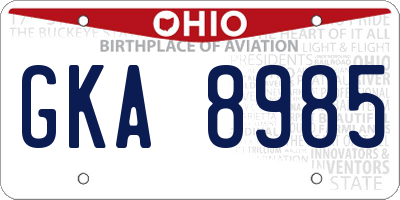 OH license plate GKA8985