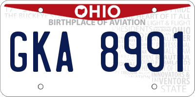 OH license plate GKA8991