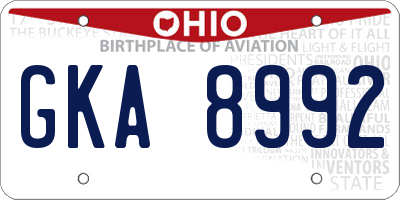 OH license plate GKA8992