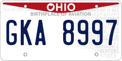 OH license plate GKA8997