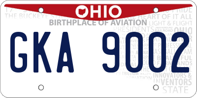 OH license plate GKA9002