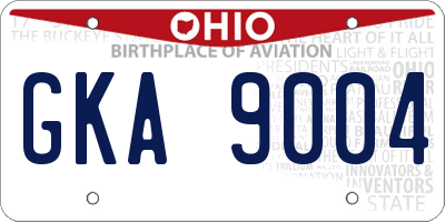 OH license plate GKA9004