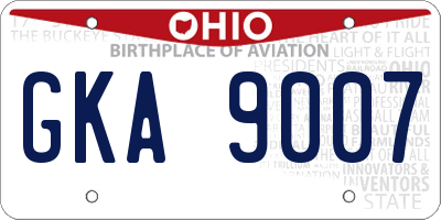 OH license plate GKA9007