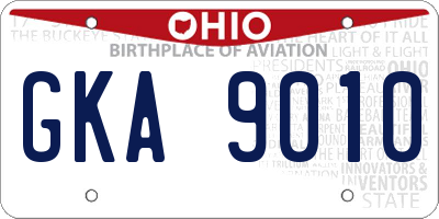 OH license plate GKA9010