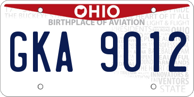 OH license plate GKA9012