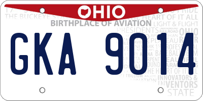 OH license plate GKA9014