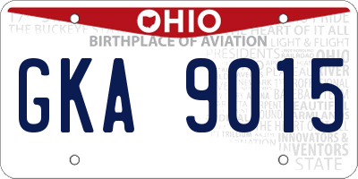 OH license plate GKA9015