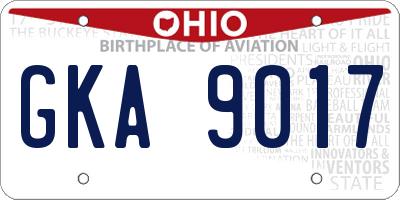 OH license plate GKA9017