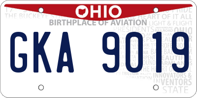 OH license plate GKA9019