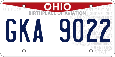 OH license plate GKA9022