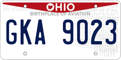 OH license plate GKA9023