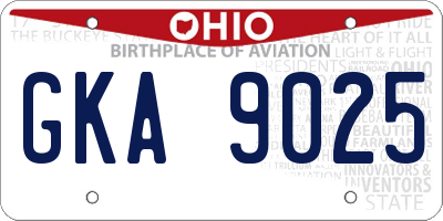 OH license plate GKA9025