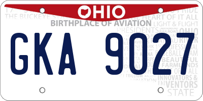 OH license plate GKA9027