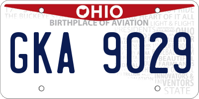 OH license plate GKA9029