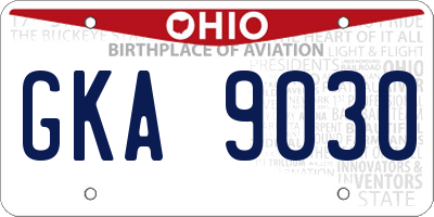 OH license plate GKA9030