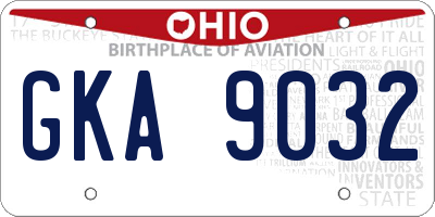 OH license plate GKA9032