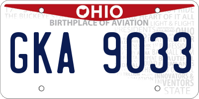 OH license plate GKA9033