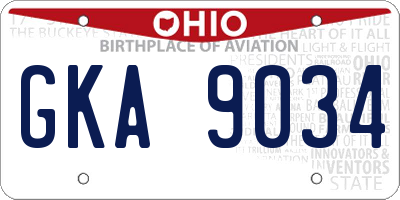 OH license plate GKA9034
