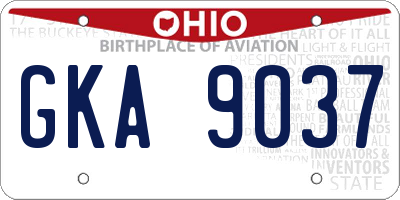 OH license plate GKA9037