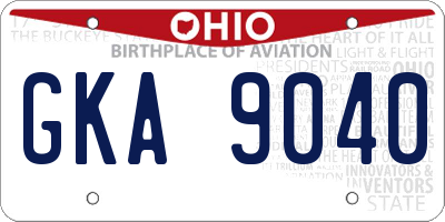 OH license plate GKA9040