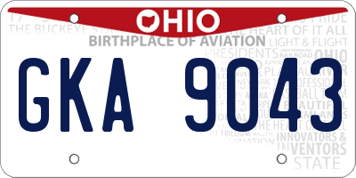 OH license plate GKA9043