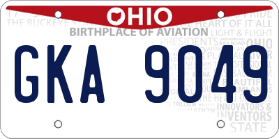 OH license plate GKA9049