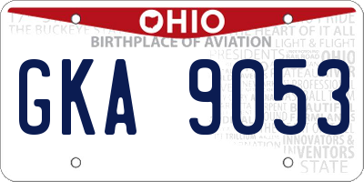 OH license plate GKA9053