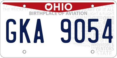 OH license plate GKA9054