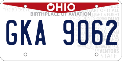 OH license plate GKA9062