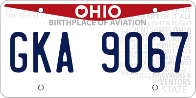 OH license plate GKA9067