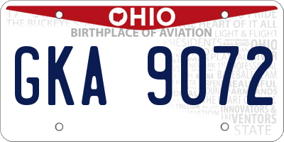 OH license plate GKA9072