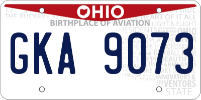 OH license plate GKA9073