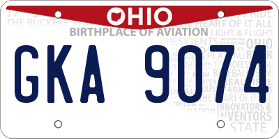 OH license plate GKA9074