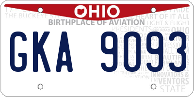 OH license plate GKA9093