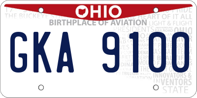 OH license plate GKA9100